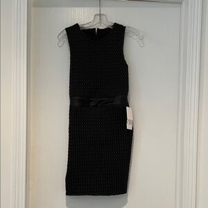 Zara Black Textured Leather Sleeveless Dress